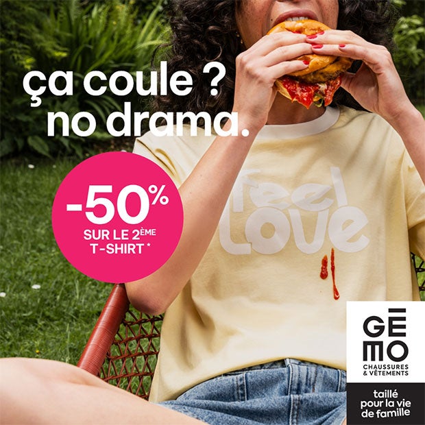 Offre T-shirt en folie chez Gémo : -50%* sur le 2ème !